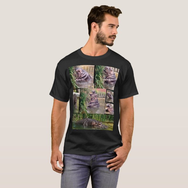 Camiseta Collage de fotos de hipopótamos, (Anverso completo)