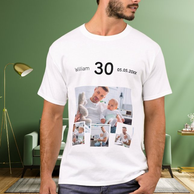 Camiseta Collage de fotos de la edad del nombre del cumplea (Subido por el creador)