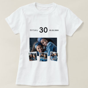 Camiseta Collage de fotos de la edad del nombre del cumplea