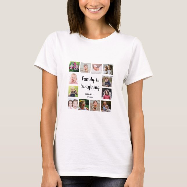Camiseta Collage de fotos de la oferta de nombre de familia (Anverso)