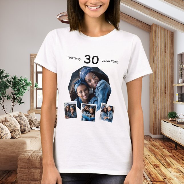 Camiseta Collage de fotos de nombre de cumpleaños (Subido por el creador)