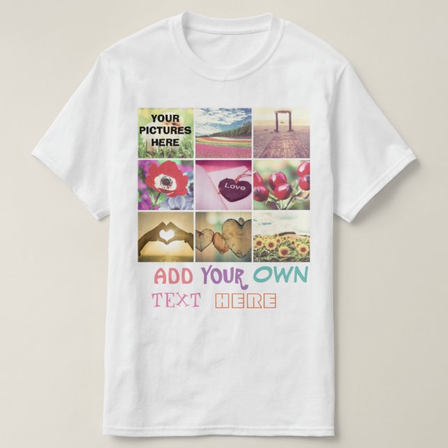 Camiseta collage de fotos de personalizado en Instagram (Diseño del anverso)