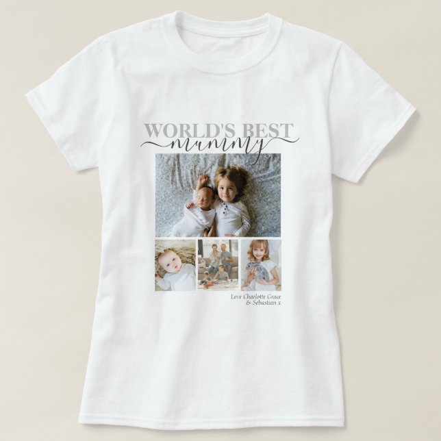 Camiseta Collage de fotos de texto y foto personalizado (Diseño del anverso)