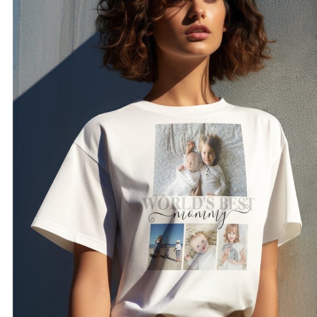 Camiseta Collage de fotos de texto y foto personalizado (Personalized Photo and Text Photo Collage T-Shirt by Ricaso Add your own photographs and text)