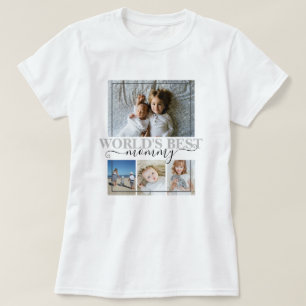 Camiseta Collage de fotos de texto y foto personalizado