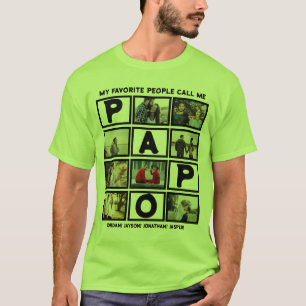 Camiseta Collage de fotos del abuelo moderno personalizado