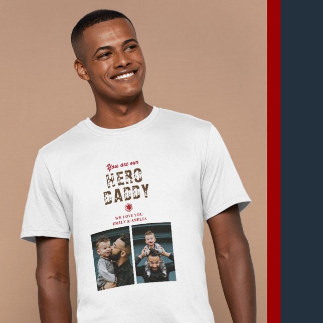 Camiseta Collage de fotos del Día 2 del Padre de Hero Daddy (Subido por el creador)