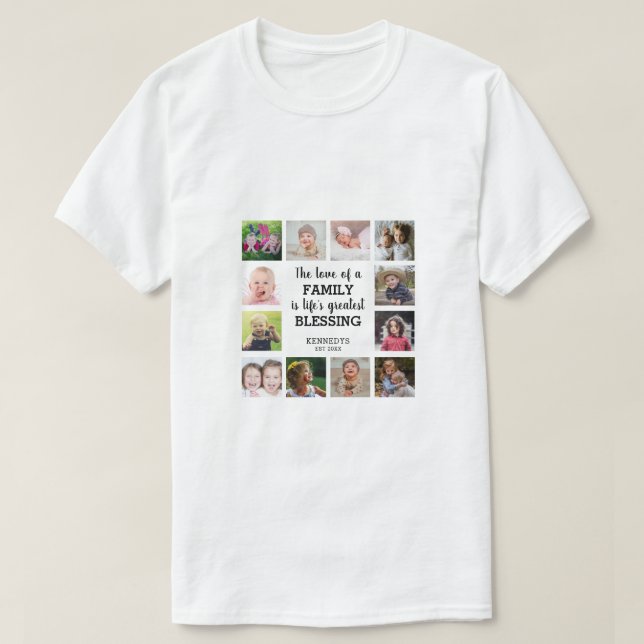 Camiseta Collage de fotos del presupuesto de bendición fami (Diseño del anverso)