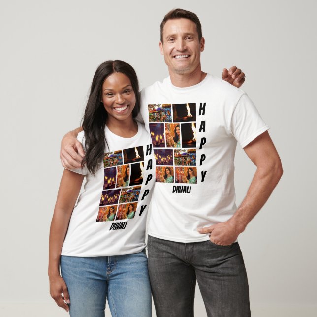 Camiseta Collage de fotos Diwali 9 moderno personalizado (Unisexo)