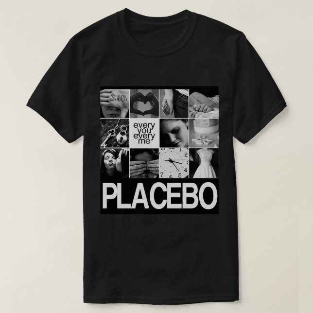 Camiseta Collage de fotos en blanco y negro con placebo Bri (Diseño del anverso)