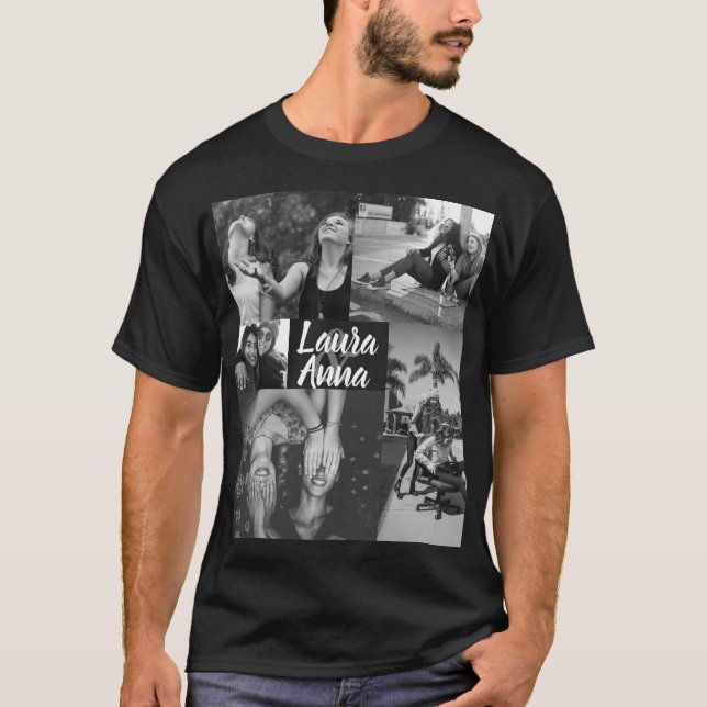 Camiseta Collage de fotos en blanco y negro de amigos perso (Anverso)