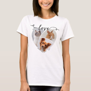 Camiseta Collage de fotos en forma de corazón 3 Mascotas y
