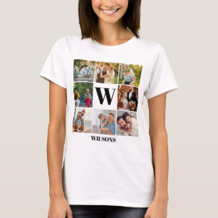 Camiseta Collage de fotos familiar monograma moderno person