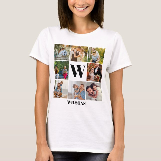 Camiseta Collage de fotos familiar monograma moderno person (Anverso)