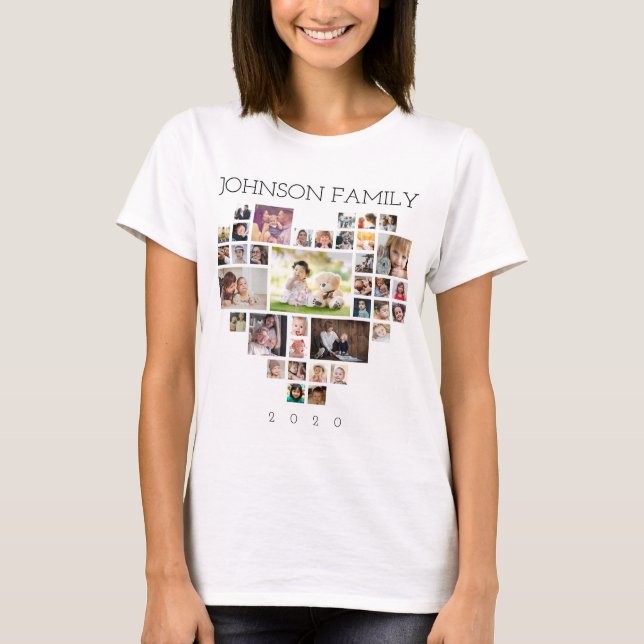 Camiseta Collage de fotos familiar (personalice foto y text (Anverso)