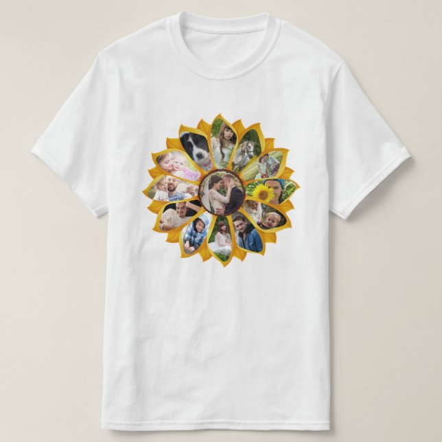Camiseta Collage de fotos familiar Sunflower 13 imágenes fá (Diseño del anverso)