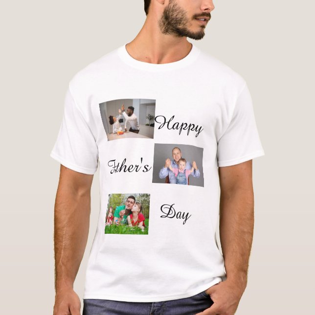 Camiseta Collage de fotos Feliz Día del Padre 3 personaliza (Anverso)