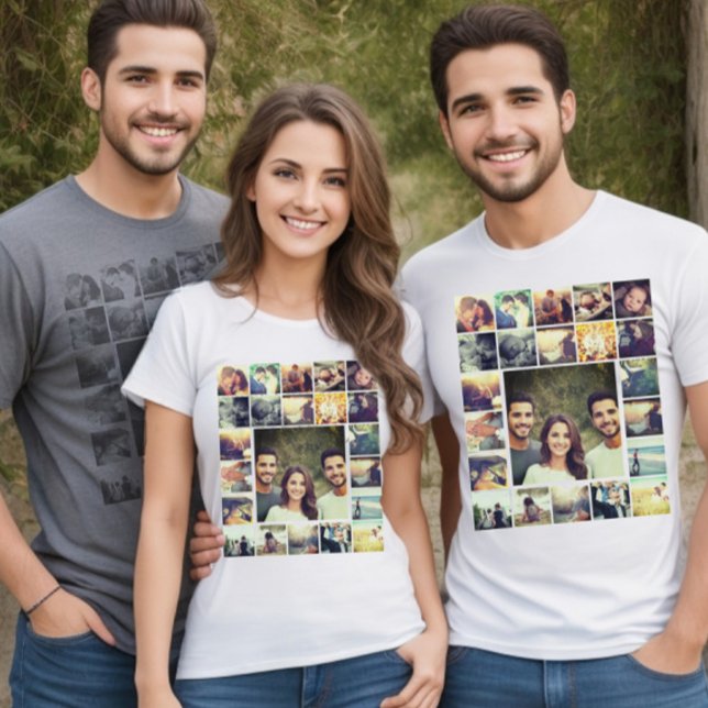 Camiseta Collage de fotos personalizado (Custom photo collage grid. Special family photo good memories.)