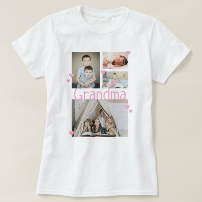 Camiseta Collage de fotos personalizado con corazón (Diseño del anverso)