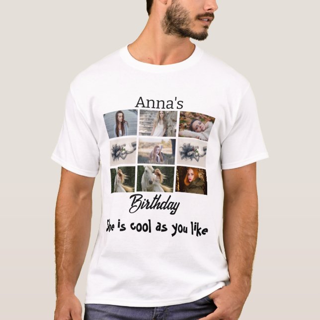 Camiseta Collage de fotos personalizado de cumpleaños 9 (Anverso)
