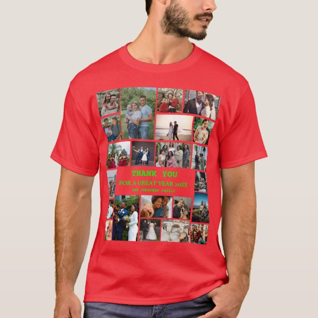 Camiseta Collage de fotos Personalizado De Fin De Año Famil (Anverso)