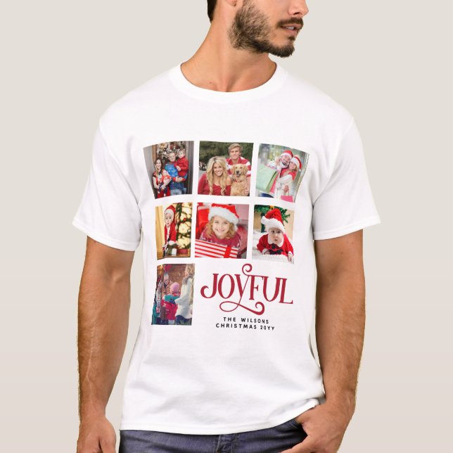 Camiseta Collage de fotos personalizado Nombre de familia N (Anverso)
