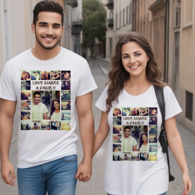 Camiseta Collage de fotos personalizado y texto (Custom Photo T-shirt collage with personalized text. Keeping good memories alive.)