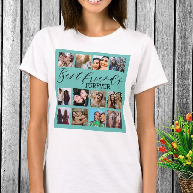 Camiseta Collage de fotos Verde azulado de los mejores amig (Subido por el creador)