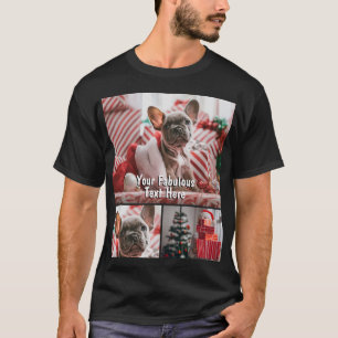 Camiseta Collage de fotos y texto personalizado en cuadrícu