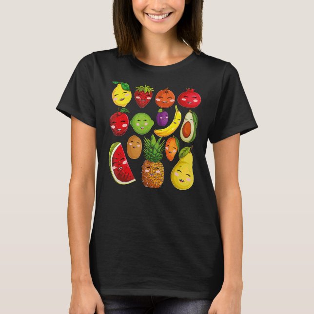 Camiseta Collage de frutas frutas y verduras (Anverso)