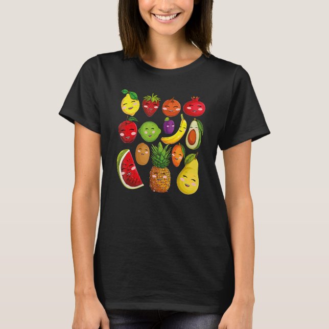 Camiseta Collage de frutas frutas y verduras (Anverso)