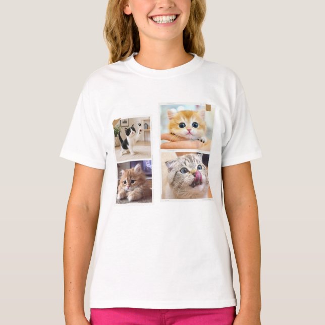 Camiseta Collage de Gatos Curiosos (Anverso)