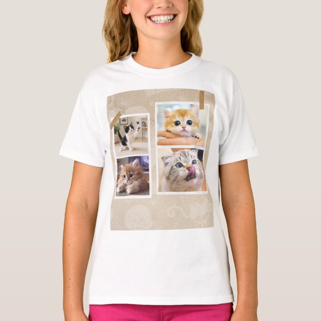 Camiseta Collage de Gatos Curiosos (Anverso)