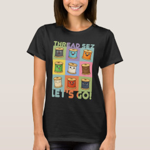 Camiseta Collage de hilo adorable costura quilter costurera