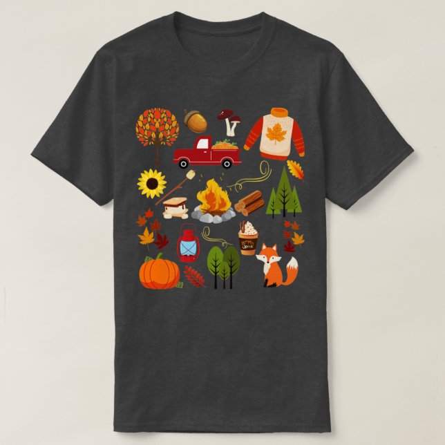 Camiseta Collage de la caída deja la campana de las calabaz (Diseño del anverso)