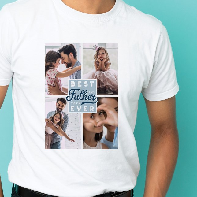 Camiseta Collage de la familia de cuatro fotos del mejor pa (Subido por el creador)