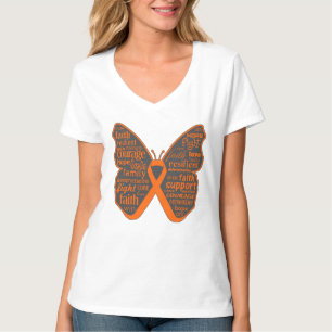Camiseta Collage de la mariposa de la leucemia de palabras