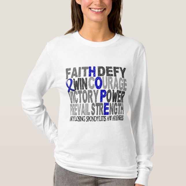 Camiseta Collage de la palabra de la esperanza Ankylosing (Anverso)