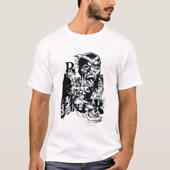 Camiseta Collage de mano negra y cráneo (Anverso)