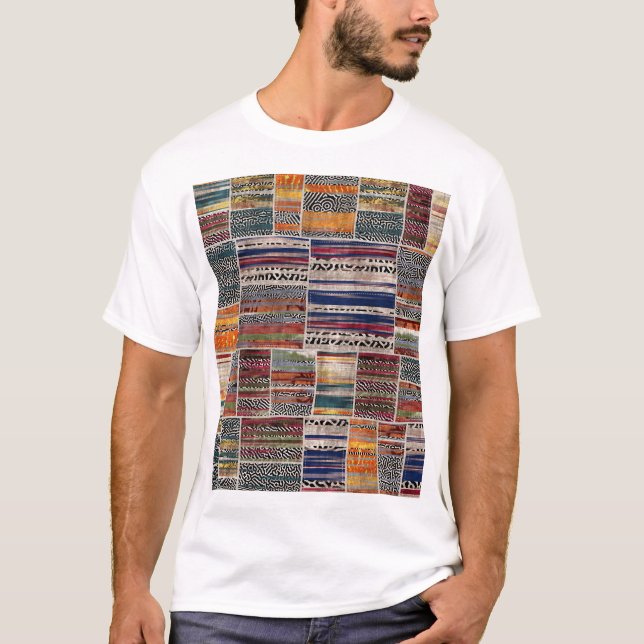 Camiseta Collage de mosaico: patrón de tejido mixto. (Anverso)