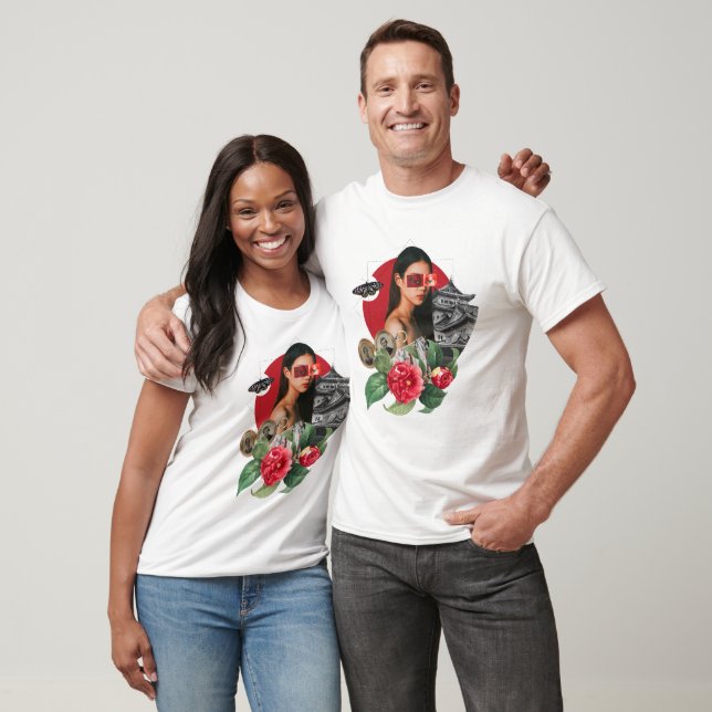 Camiseta Collage de mujeres, templos, flores (Unisexo)