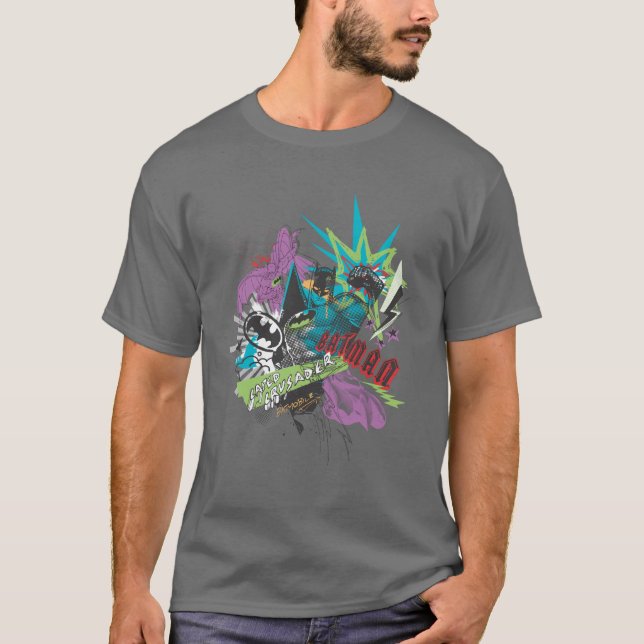 Camiseta Collage de Neon Crusader de Batman Caped (Anverso)
