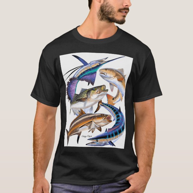 Camiseta Collage de peces de caza (Anverso)