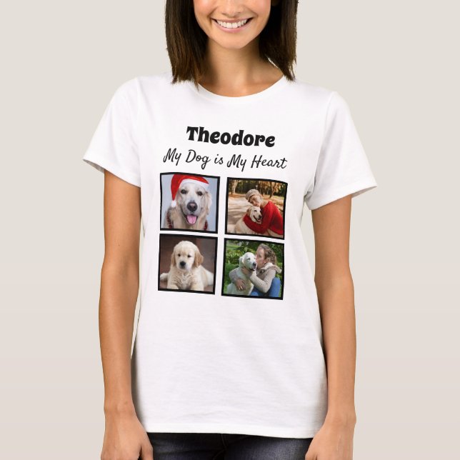 Camiseta Collage de perros personalizados - con cuatro foto (Anverso)
