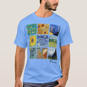 Camiseta Collage de pintura Van Gogh con girasoles y estrel