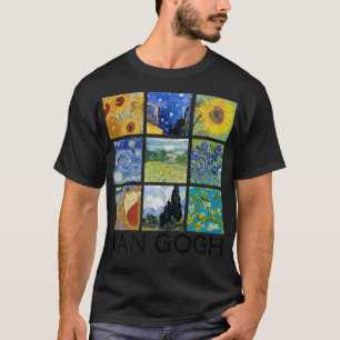 Camiseta Collage de pintura Van Gogh con noche estrellada y