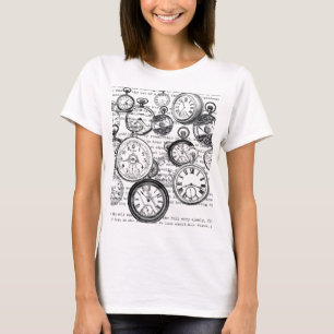 Camiseta Collage de reloj de bolsillo victoriano Alicia en 