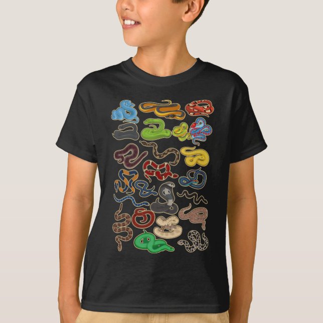 Camiseta Collage de serpientes kawaii reptil (Anverso)