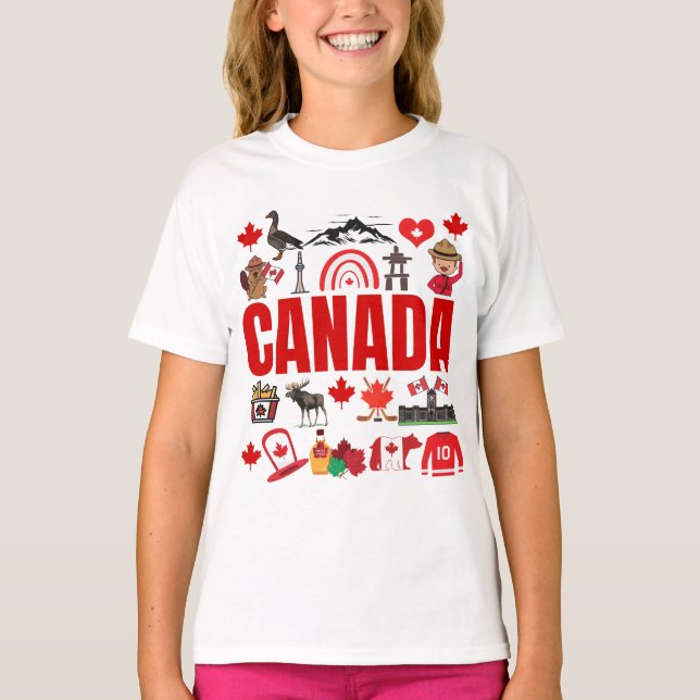Camiseta Collage de símbolos de Canadá (Anverso)