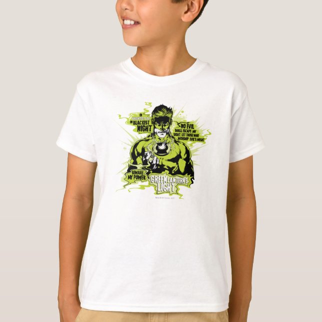 Camiseta Collage de texto de linterna verde - Color (Anverso)